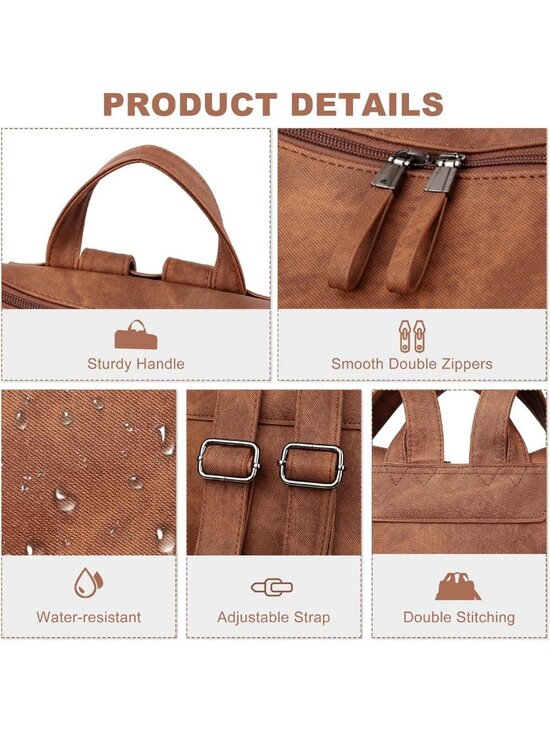 Stylish PU Leather Backpack Purse for Women - Fashionable Travel & Work Bag main image 3